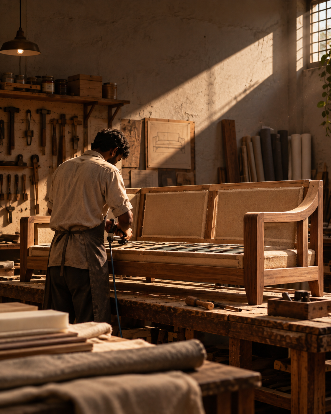 Sofab furniture-making hero visual.